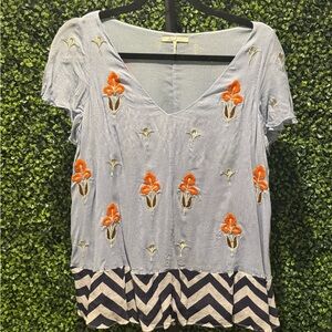 Floreat by Anthropologie Embroidered Blouse